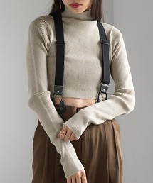 MAISON BREEZE | 【MAISON BREEZE】ストーンウォッシュハイネッククロップドプルオーバーニット　DTK(ニット/セーター)