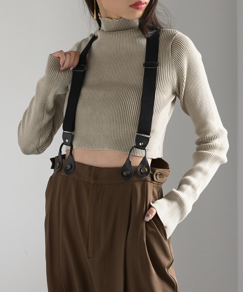 MAISON BREEZE（メゾンブリーズ）の「【MAISON BREEZE】ストーンウォッシュハイネッククロップドプルオーバーニット　DTK（ニット/セーター・レディース・ブラック/ブルー/グレー/ライトグレー・FREE）」の6枚目の写真