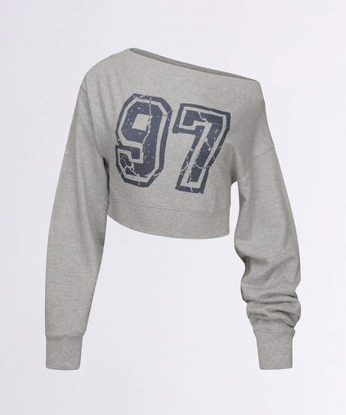 SCULPTOR（スカルプター）の「Off-Shoulder Cropped Sweatshirt/オフショルダークロップドスウェットシャツ（スウェット・レディース・グレー/グリーン系その他/ホワイト・SMALL/MEDIUM）」の5枚目の写真