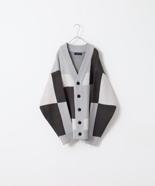FUNALIVE（ファンアライブ）の「WS select 総柄オーバーサイズカーディガン（カーディガン/ボレロ・メンズ・ブラック/ホワイト系2/ダークブラック/ホワイト系3/ブルー系2/ブルー系1/ブルー系3/ブラック×ホワイト/ホワイト系4/ホワイト系1/ベージュ/グレー系2/ブルー系4/ベージュ系1/グレー系1/ベージュ系2・L/M）」の9枚目の写真