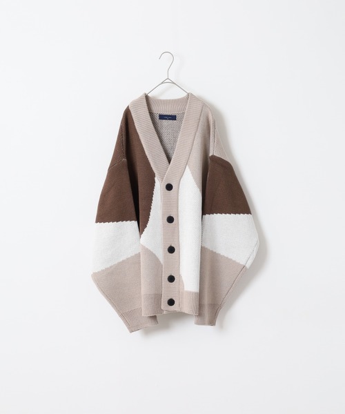 FUNALIVE（ファンアライブ）の「WS select 総柄オーバーサイズカーディガン（カーディガン/ボレロ・メンズ・ブラック/ホワイト系2/ダークブラック/ホワイト系3/ブルー系2/ブルー系1/ブルー系3/ブラック×ホワイト/ホワイト系4/ホワイト系1/ベージュ/グレー系2/ブルー系4/ベージュ系1/グレー系1/ベージュ系2・L/M）」の12枚目の写真