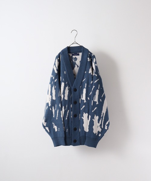 FUNALIVE（ファンアライブ）の「WS select 総柄オーバーサイズカーディガン（カーディガン/ボレロ・メンズ・ブラック/ホワイト系2/ダークブラック/ホワイト系3/ブルー系2/ブルー系1/ブルー系3/ブラック×ホワイト/ホワイト系4/ホワイト系1/ベージュ/グレー系2/ブルー系4/ベージュ系1/グレー系1/ベージュ系2・L/M）」の13枚目の写真