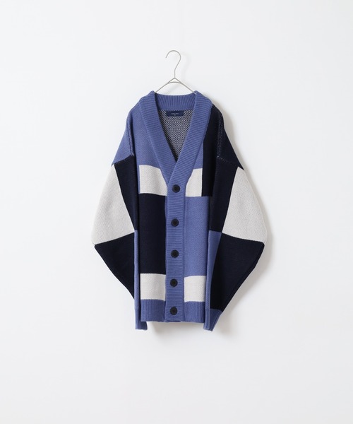 FUNALIVE（ファンアライブ）の「WS select 総柄オーバーサイズカーディガン（カーディガン/ボレロ・メンズ・ブラック/ホワイト系2/ダークブラック/ホワイト系3/ブルー系2/ブルー系1/ブルー系3/ブラック×ホワイト/ホワイト系4/ホワイト系1/ベージュ/グレー系2/ブルー系4/ベージュ系1/グレー系1/ベージュ系2・L/M）」の16枚目の写真