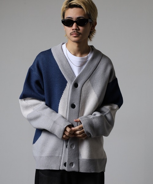 FUNALIVE（ファンアライブ）の「WS select 総柄オーバーサイズカーディガン（カーディガン/ボレロ・メンズ・ブラック/ホワイト系2/ダークブラック/ホワイト系3/ブルー系2/ブルー系1/ブルー系3/ブラック×ホワイト/ホワイト系4/ホワイト系1/ベージュ/グレー系2/ブルー系4/ベージュ系1/グレー系1/ベージュ系2・L/M）」の22枚目の写真