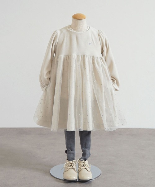 10mois（ディモワ）の「【10mois(ディモワ)】星チュールベロアボディオール 70cm・80cm（ロンパース・キッズ・クリーム/ライトグレー・70cm/80ｃｍ）」の15枚目の写真