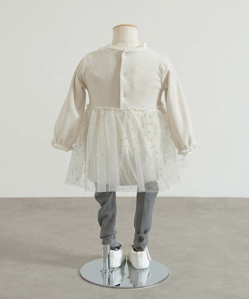 10mois（ディモワ）の「【10mois(ディモワ)】星チュールベロアボディオール 70cm・80cm（ロンパース・キッズ・クリーム/ライトグレー・70cm/80ｃｍ）」の13枚目の写真