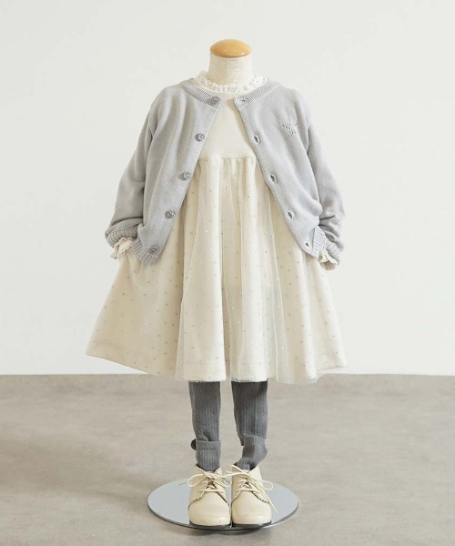 10mois（ディモワ）の「【10mois(ディモワ)】星チュールベロアボディオール 70cm・80cm（ロンパース・キッズ・クリーム/ライトグレー・70cm/80ｃｍ）」の9枚目の写真