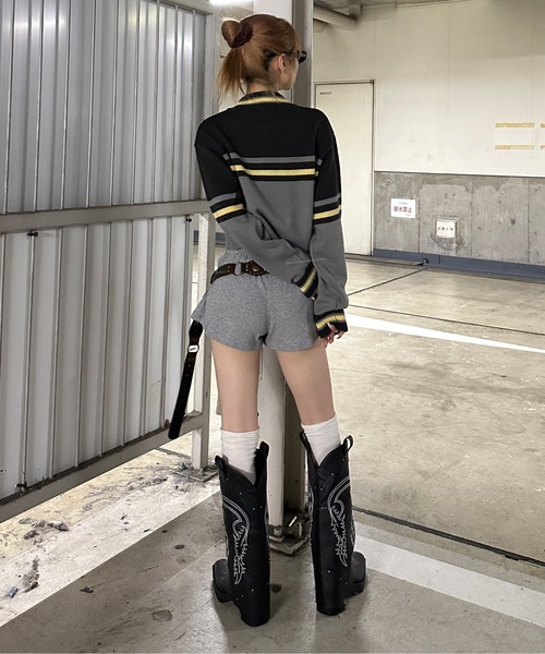 sedacle girl（セダクルガール）の「配色トラックニット（ニット/セーター・レディース・ブラウン/レッド/チャコールグレー・FREE）」の9枚目の写真