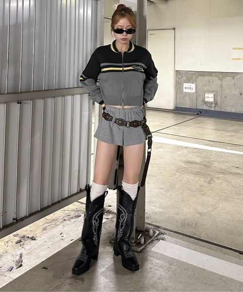 sedacle girl（セダクルガール）の「配色トラックニット（ニット/セーター・レディース・ブラウン/レッド/チャコールグレー・FREE）」の8枚目の写真