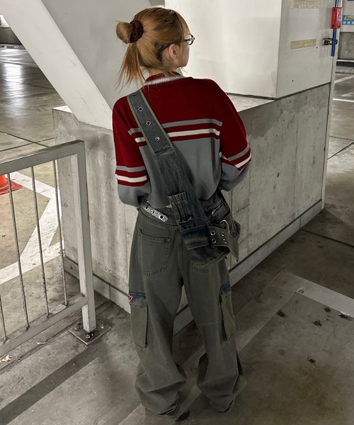 sedacle girl（セダクルガール）の「配色トラックニット（ニット/セーター・レディース・ブラウン/レッド/チャコールグレー・FREE）」の19枚目の写真