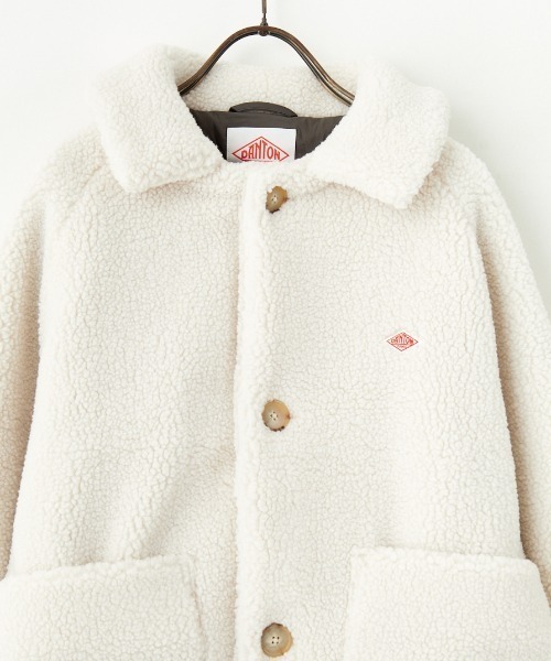 美品　DANTON ダントン ダブルガーゼノーカラーカバーオール 羽織り白 美品 DANTON ダントン ダブルガーゼノーカラーカバーオール 羽織り白