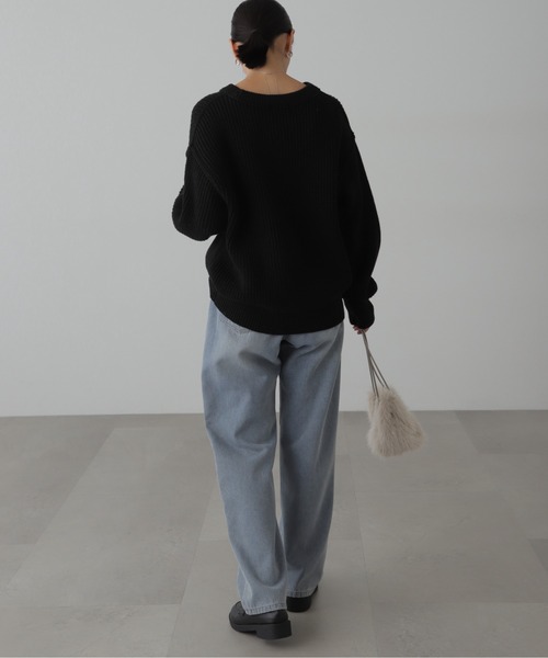 FREE'S MART（フリーズマート）の「◆畦チュニック丈ニット（ニット/セーター・レディース・ホワイト/ブラック/ブルー/ブラウン・FREE）」の5枚目の写真