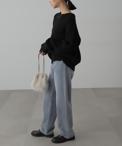 FREE'S MART（フリーズマート）の「◆畦チュニック丈ニット（ニット/セーター・レディース・ホワイト/ブラック/ブルー/ブラウン・FREE）」の11枚目の写真