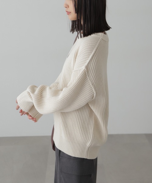 FREE'S MART（フリーズマート）の「◆畦チュニック丈ニット（ニット/セーター・レディース・ホワイト/ブラック/ブルー/ブラウン・FREE）」の14枚目の写真