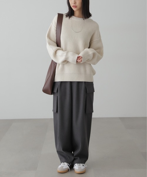 FREE'S MART（フリーズマート）の「◆畦チュニック丈ニット（ニット/セーター・レディース・ホワイト/ブラック/ブルー/ブラウン・FREE）」の16枚目の写真