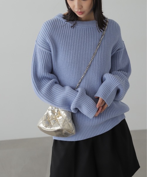 FREE'S MART（フリーズマート）の「◆畦チュニック丈ニット（ニット/セーター・レディース・ホワイト/ブラック/ブルー/ブラウン・FREE）」の21枚目の写真