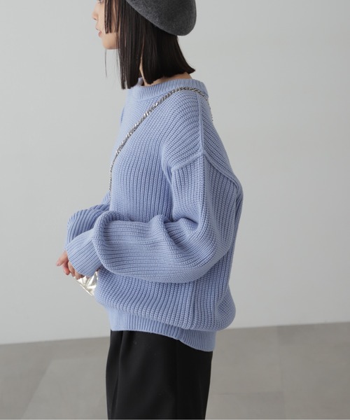 FREE'S MART（フリーズマート）の「◆畦チュニック丈ニット（ニット/セーター・レディース・ホワイト/ブラック/ブルー/ブラウン・FREE）」の22枚目の写真