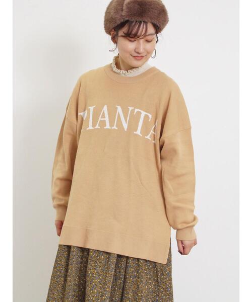 セール】スウェットライクロゴジャカードニット（ニット/セーター