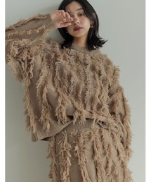 [2024-25 WINTER COLLECTION]クルーネックフリンジニットトップス