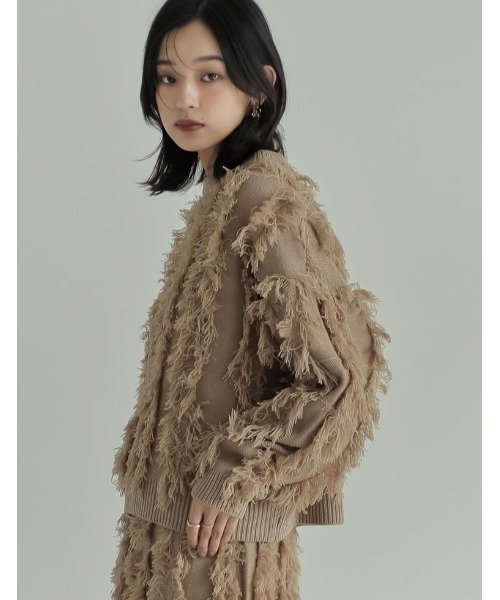 Re:EDIT（リエディ）の「[2024-25 WINTER COLLECTION]クルーネックフリンジニットトップス（ニット/セーター・レディース・ブラック/アイボリー/モカ・MEDIUM/LARGE）」の16枚目の写真