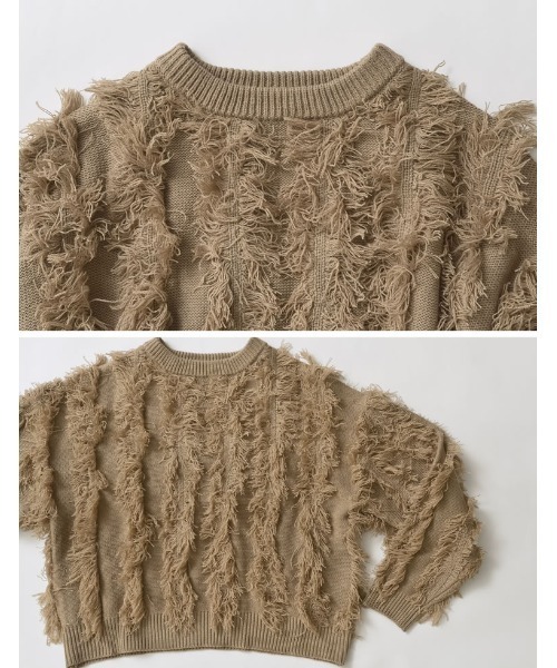 Re:EDIT（リエディ）の「[2024-25 WINTER COLLECTION]クルーネックフリンジニットトップス（ニット/セーター・レディース・ブラック/アイボリー/モカ・MEDIUM/LARGE）」の22枚目の写真