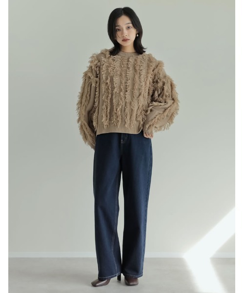 Re:EDIT（リエディ）の「[2024-25 WINTER COLLECTION]クルーネックフリンジニットトップス（ニット/セーター・レディース・ブラック/アイボリー/モカ・MEDIUM/LARGE）」の20枚目の写真