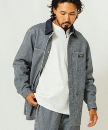 BIG MIKE ビッグマイク/ ダックカラー カバーオールジャケット 襟切替 デニム ヒッコリー セットアップ対応 ユニセックス / 102516000