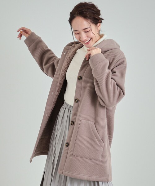 SHOO・LA・RUE(シューラルー)の「◆【裏地あったか】体型カバーしながらすっきり見えも叶う フーディコーディガン(カーディガン/ボレロ・レディース・チャコールグレー/ブラウン系/ブラック・04/03/02/01)」の3枚目の写真