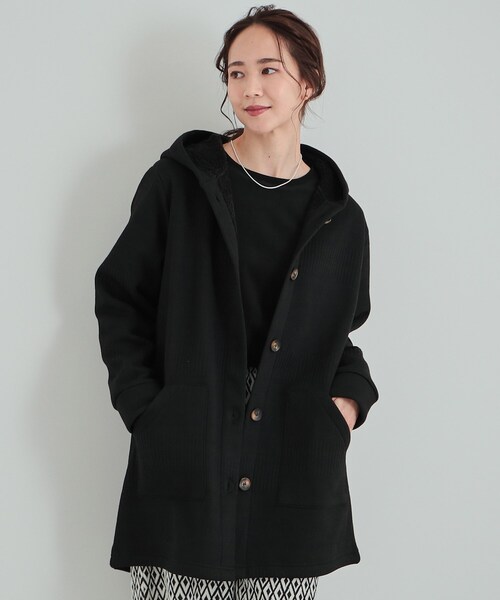 SHOO・LA・RUE(シューラルー)の「◆【裏地あったか】体型カバーしながらすっきり見えも叶う フーディコーディガン(カーディガン/ボレロ・レディース・チャコールグレー/ブラウン系/ブラック・04/03/02/01)」の2枚目の写真