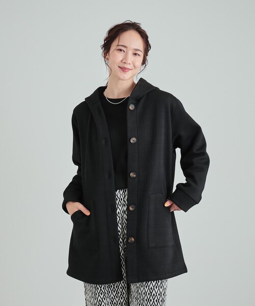 SHOO・LA・RUE(シューラルー)の「◆【裏地あったか】体型カバーしながらすっきり見えも叶う フーディコーディガン(カーディガン/ボレロ・レディース・チャコールグレー/ブラウン系/ブラック・04/03/02/01)」の8枚目の写真