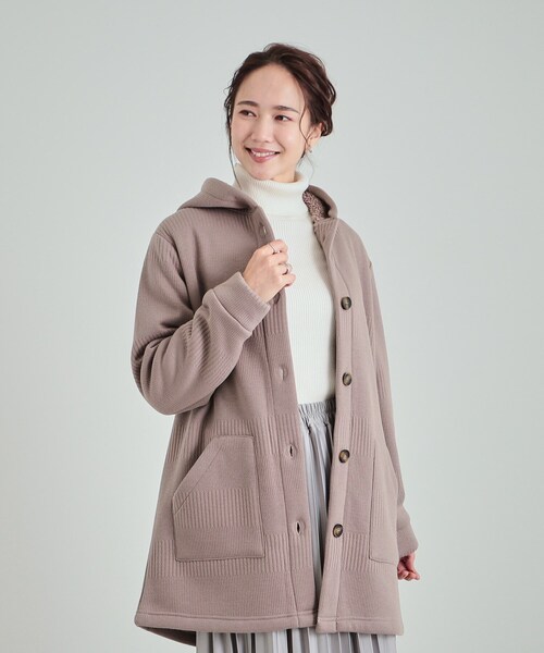 SHOO・LA・RUE(シューラルー)の「◆【裏地あったか】体型カバーしながらすっきり見えも叶う フーディコーディガン(カーディガン/ボレロ・レディース・チャコールグレー/ブラウン系/ブラック・04/03/02/01)」の12枚目の写真
