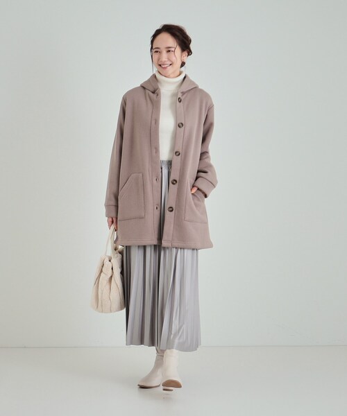 SHOO・LA・RUE(シューラルー)の「◆【裏地あったか】体型カバーしながらすっきり見えも叶う フーディコーディガン(カーディガン/ボレロ・レディース・チャコールグレー/ブラウン系/ブラック・04/03/02/01)」の14枚目の写真