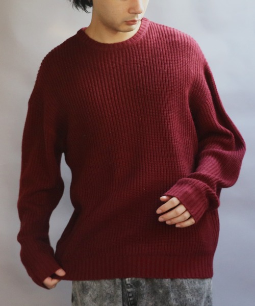 ８(eight)（エイト）の「畦編みクルーネックニットセーター（ニット/セーター・メンズ・ワインレッド/ベージュ/グリーン系その他/ブルー系その他/グレー/オレンジ系その他/ブラック/ブルーグレー/イエロー系その他・MEDIUM/LARGE）」の8枚目の写真