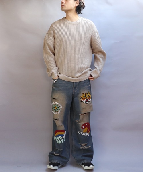 ８(eight)（エイト）の「畦編みクルーネックニットセーター（ニット/セーター・メンズ・ワインレッド/ベージュ/グリーン系その他/ブルー系その他/グレー/オレンジ系その他/ブラック/ブルーグレー/イエロー系その他・MEDIUM/LARGE）」の10枚目の写真