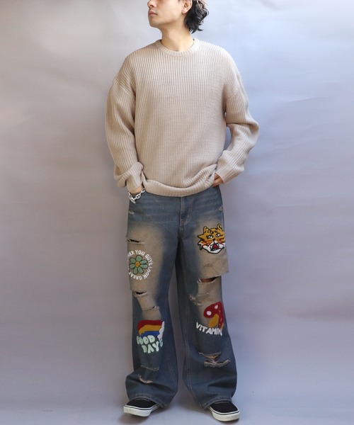 ８(eight)（エイト）の「畦編みクルーネックニットセーター（ニット/セーター・メンズ・ワインレッド/ベージュ/グリーン系その他/ブルー系その他/グレー/オレンジ系その他/ブラック/ブルーグレー/イエロー系その他・MEDIUM/LARGE）」の11枚目の写真