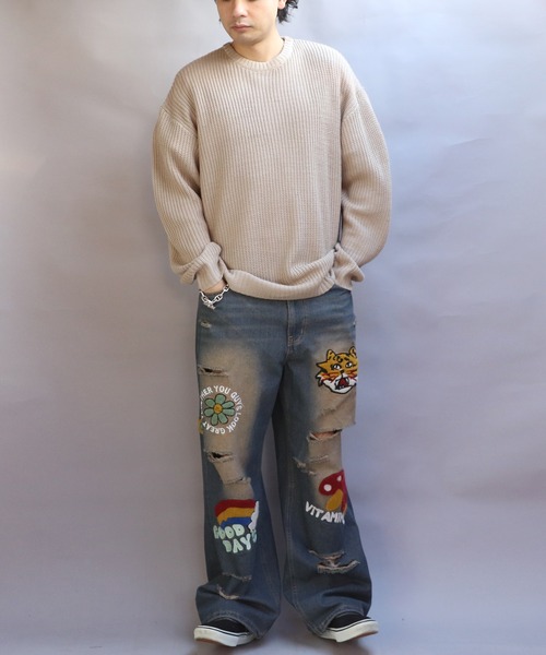 ８(eight)（エイト）の「畦編みクルーネックニットセーター（ニット/セーター・メンズ・ワインレッド/ベージュ/グリーン系その他/ブルー系その他/グレー/オレンジ系その他/ブラック/ブルーグレー/イエロー系その他・MEDIUM/LARGE）」の12枚目の写真