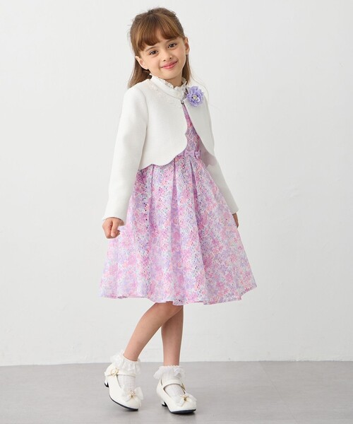 anyFAM アンサンブル ノーカラージャケット ノースリーブワンピース 女の子 セール】 ノーカラー ボレロ ジャケット （ノーカラージャケット