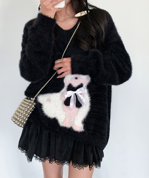 セール】2点セット Vネックニットトップス+ニットキャミ（ニット