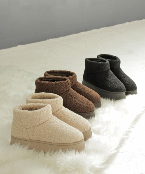 もこもこボアの厚底ムートンブーツ（ブーツ）｜SOROTTO（ソロット）の