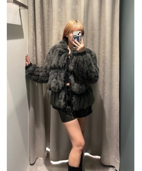 Lagua gem pompom faux ファージャケット LAGUA GEM | POMPOM FAUX ファージャケット (ジャケット ) |SHEL