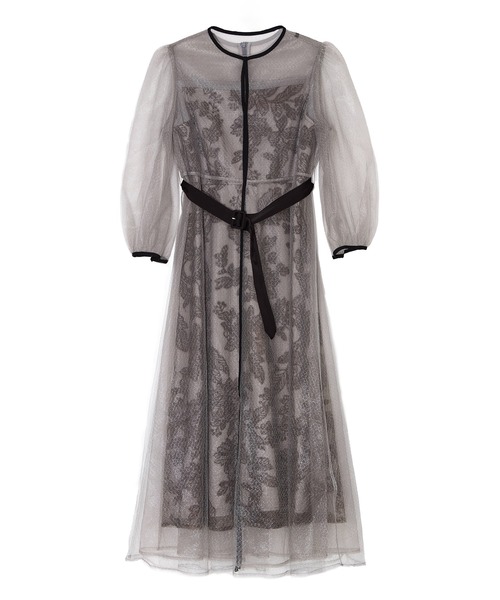 セール】【LEJA】チュールパイピングリーフベルトAラインドレス