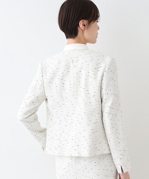 INDIVI（インディヴィ）の「【日本製／オリジナル素材】ツィードジャケット（スーツジャケット・レディース・ネイビー系3/ホワイト系4・05/13/15 /19/36/38/40）」の5枚目の写真