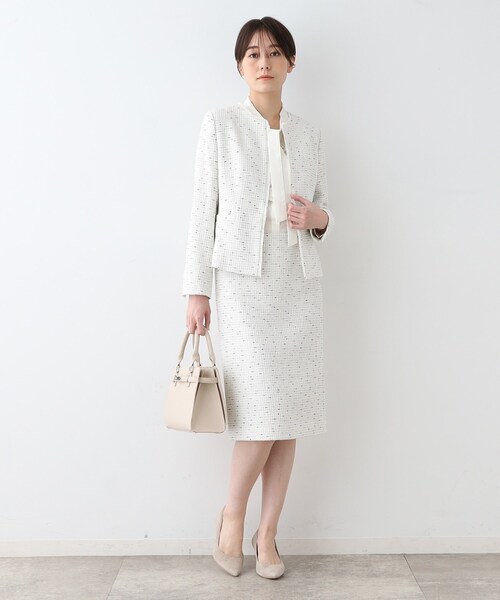 INDIVI（インディヴィ）の「【日本製／オリジナル素材】ツィードジャケット（スーツジャケット・レディース・ネイビー系3/ホワイト系4・05/13/15 /19/36/38/40）」の6枚目の写真