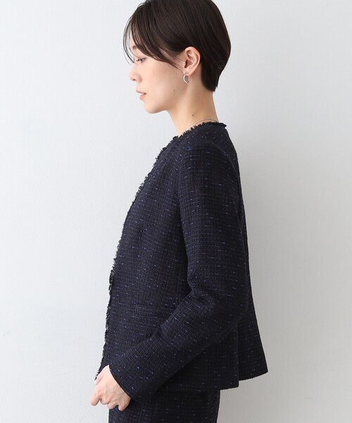 INDIVI（インディヴィ）の「【日本製／オリジナル素材】ツィードジャケット（スーツジャケット・レディース・ネイビー系3/ホワイト系4・05/13/15 /19/36/38/40）」の8枚目の写真