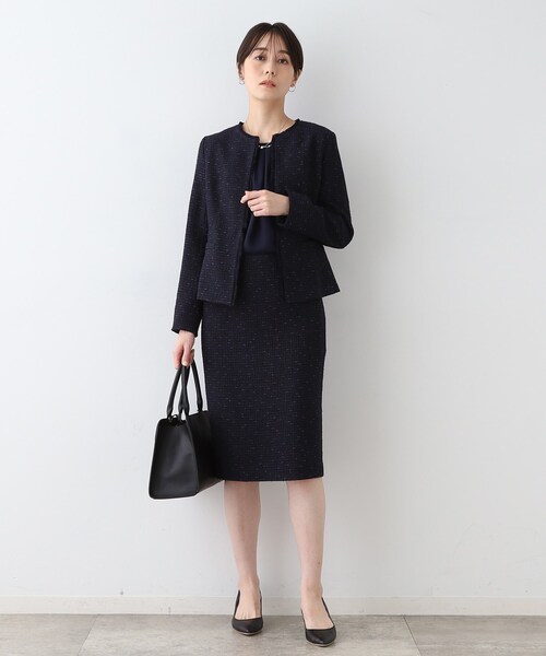 INDIVI（インディヴィ）の「【日本製／オリジナル素材】ツィードジャケット（スーツジャケット・レディース・ネイビー系3/ホワイト系4・05/13/15 /19/36/38/40）」の10枚目の写真