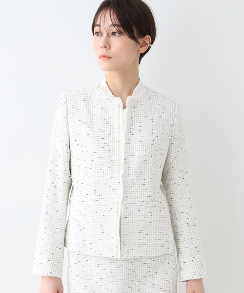 INDIVI（インディヴィ）の「【日本製／オリジナル素材】ツィードジャケット（スーツジャケット・レディース・ネイビー系3/ホワイト系4・05/13/15 /19/36/38/40）」の12枚目の写真