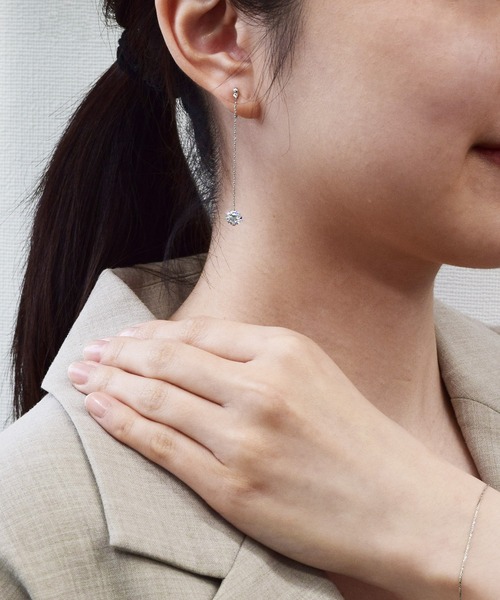 CALIN STANDARD(カリンスタンダード)の「◆金属アレルギー対応◆◆made in japan◆【痛くない】【落ちにくい】【ストレスフリーな着け心地】ロングチェーン キュービックジルコニア ループフィットイヤリング(イヤリング・レディース・ピンクゴールド/ゴールド/シルバー・FREE)」の8枚目の写真
