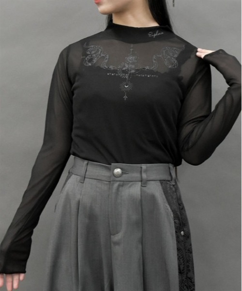 axes femme POETIQUE（アクシーズファムポエティック）の「スネークタトゥーシアープルオーバー（Tシャツ/カットソー・レディース・ブラック/ホワイト/ブルーグレー・MEDIUM）」の3枚目の写真