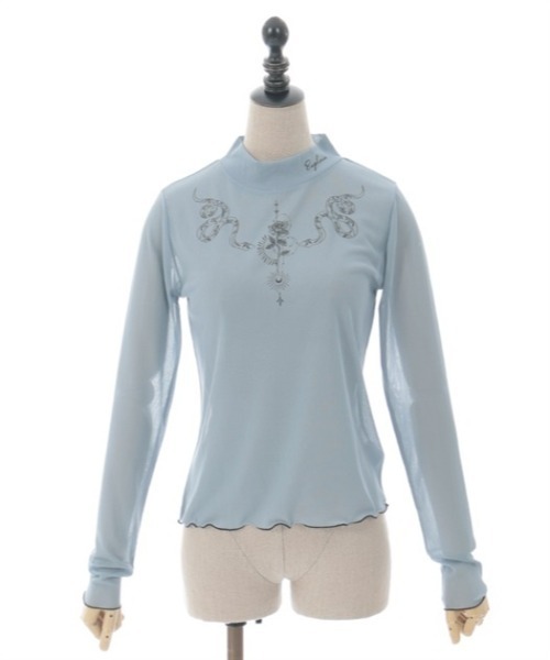 axes femme POETIQUE（アクシーズファムポエティック）の「スネークタトゥーシアープルオーバー（Tシャツ/カットソー・レディース・ブラック/ホワイト/ブルーグレー・MEDIUM）」の6枚目の写真