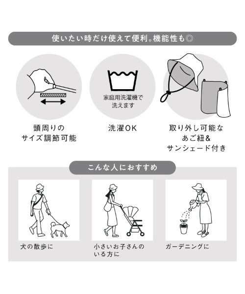 Wpc.(ダブリュピーシー)の「【公式オンライン限定】接触冷感サンシェードUVハット Wpc.(ハット・レディース・ブラック/グレー/ライトグレー/ベージュ・FREE)」の17枚目の写真